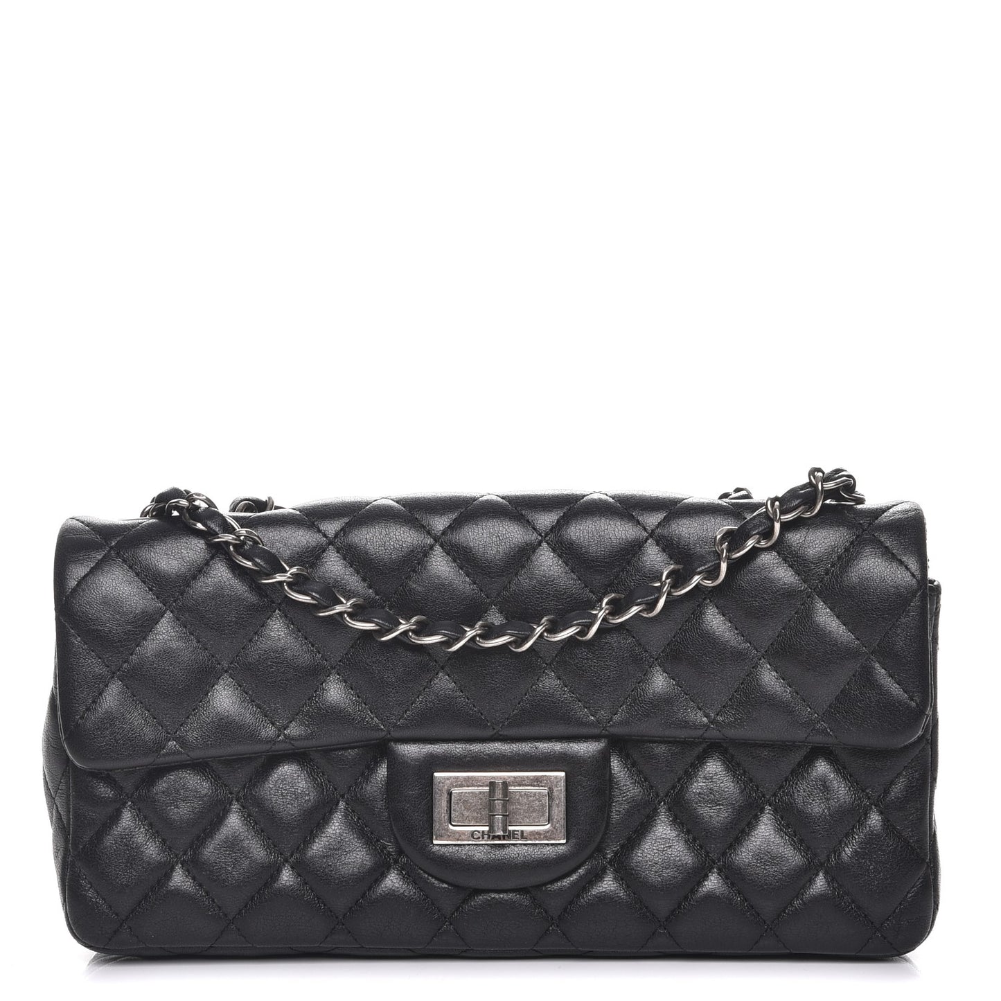 Calfskin Quilted Hybrid Reissue East West Flap Black