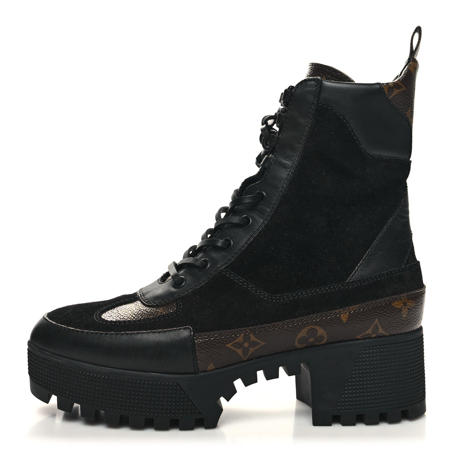 Louis Vuitton Suede Calfskin Monogram Laureate Platform Desert Boots 38.5 Black 1 of 8
