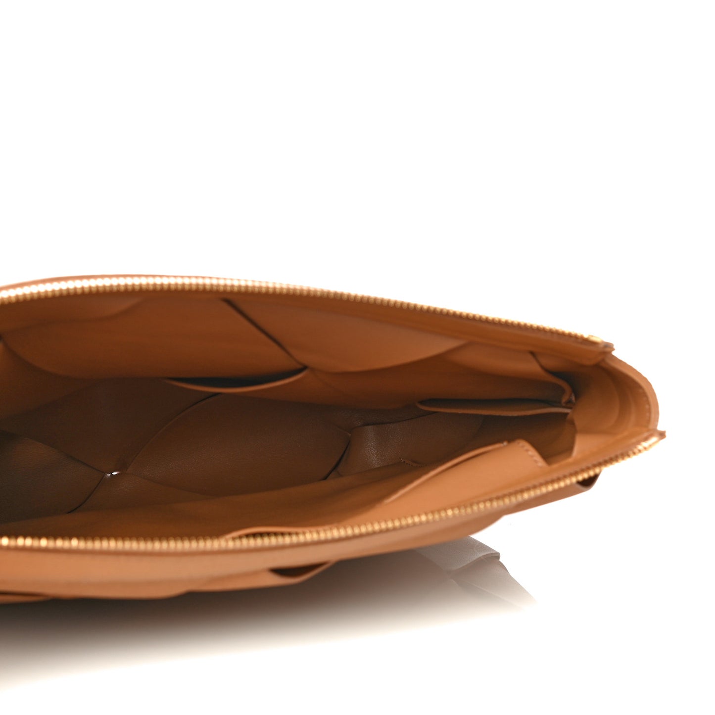 Nappa Maxi Blown Up Intrecciato Pouch Clutch Caramel