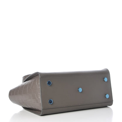 Saint Laurent Smooth Calfskin Crocodile Embossed Baby Monogram Downtown Cabas Earth 4 of 7