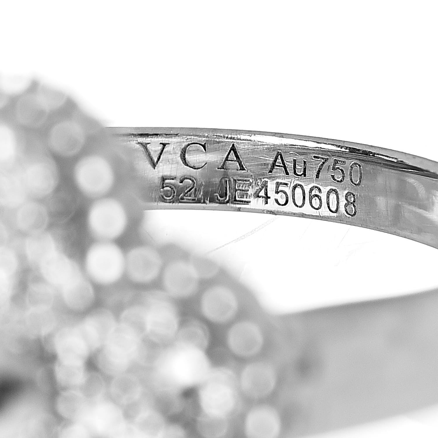 Van Cleef & Arpels 18K White Gold Diamond Vintage Alhambra Ring 52 6 5 of 6
