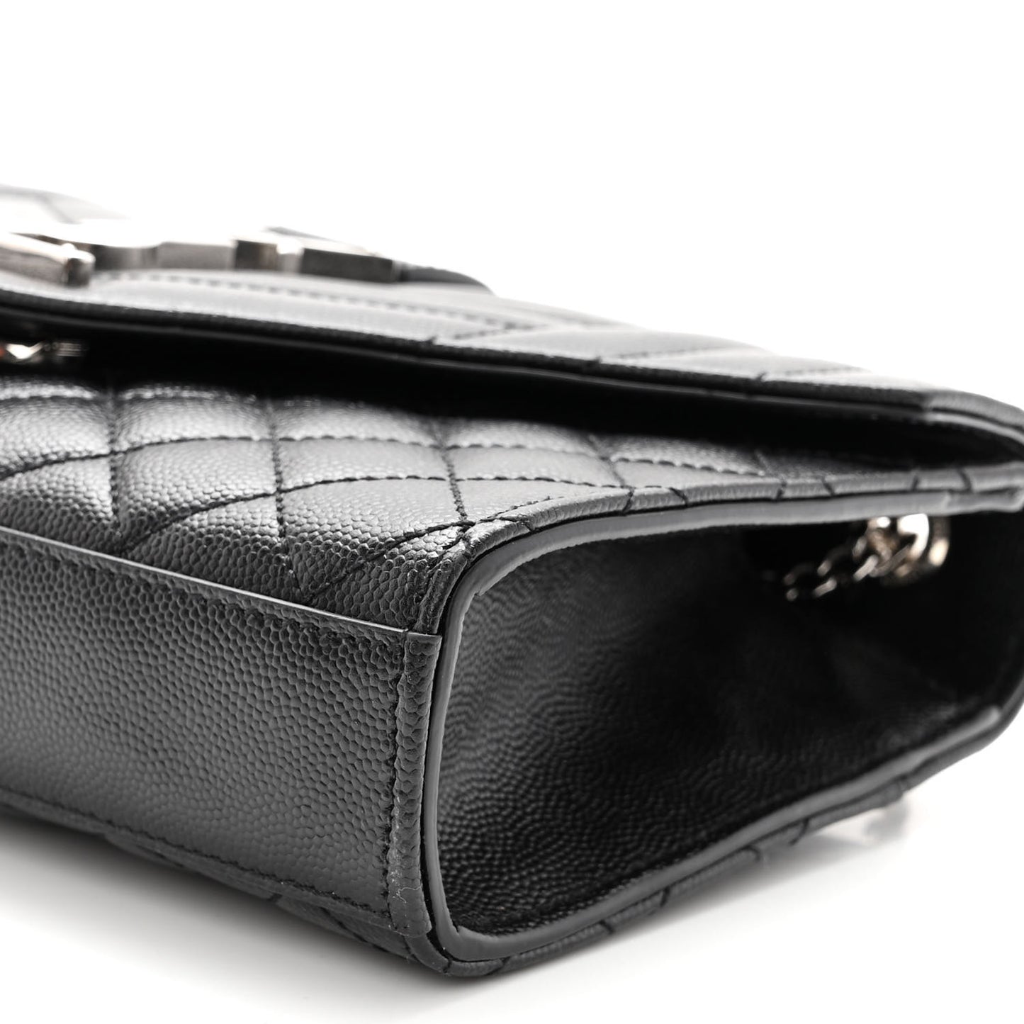 Grain De Poudre Textured Mixed Matelasse Triquilt Small Monogram Satchel Black