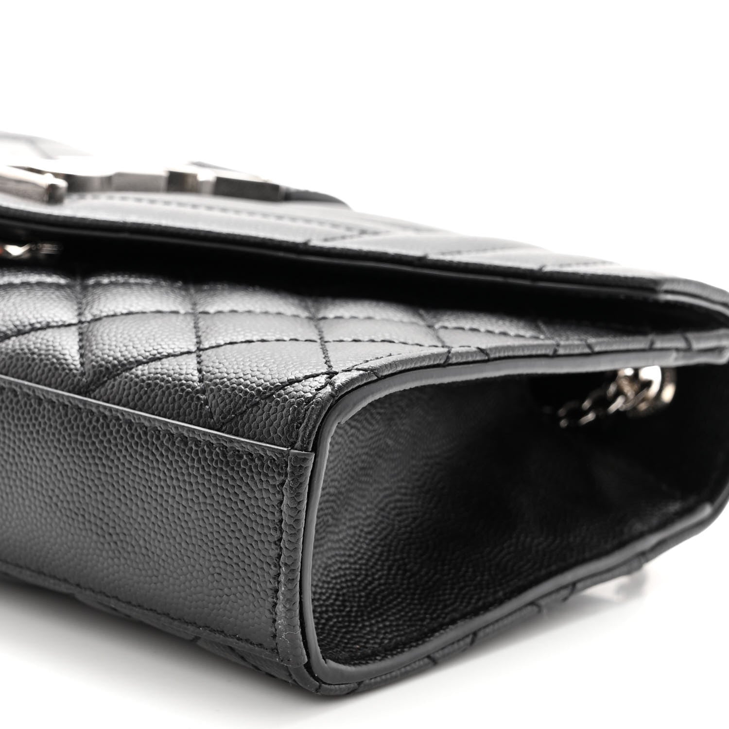 Saint Laurent Grain De Poudre Textured Mixed Matelasse Triquilt Small Monogram Satchel Black 8 of 8