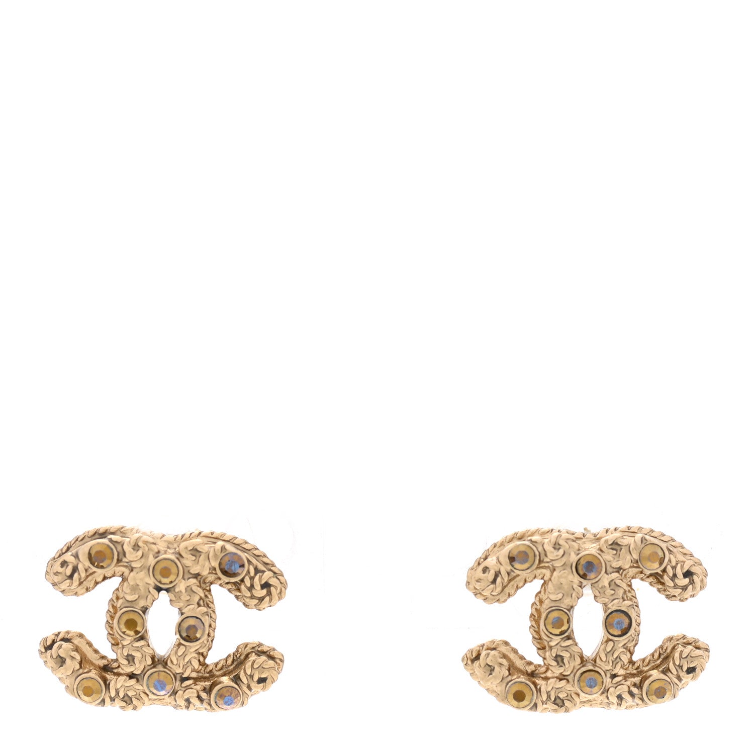 Chanel Crystal CC Earrings Gold 1 of 5