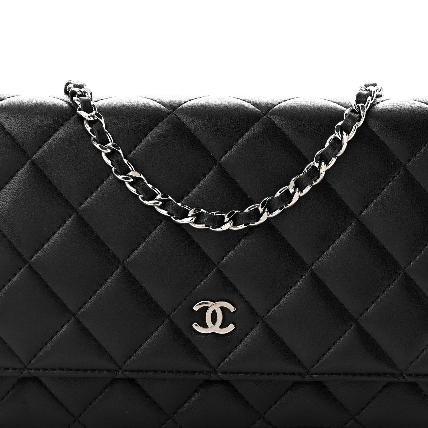 Chanel Lambskin Quilted Wallet On Chain WOC Black 9 of 12