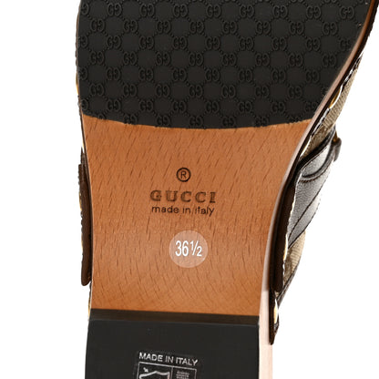 Gucci Monogram Goatskin Horsebit Clog Mules 36.5 Beige Ebony Brown Sugar 6 of 10