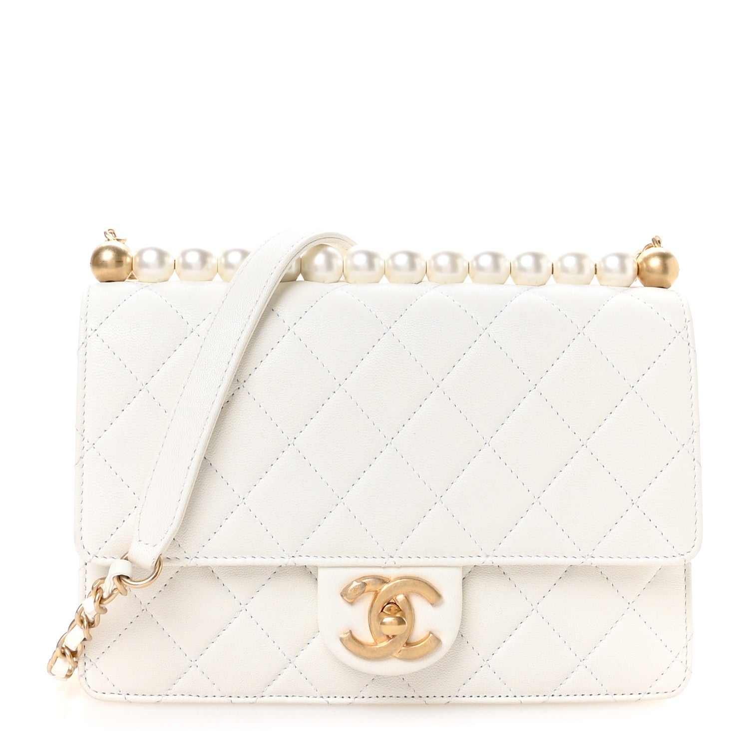 Chanel Lambskin Quilted Small Chic Pearls Flap White 1 of 10