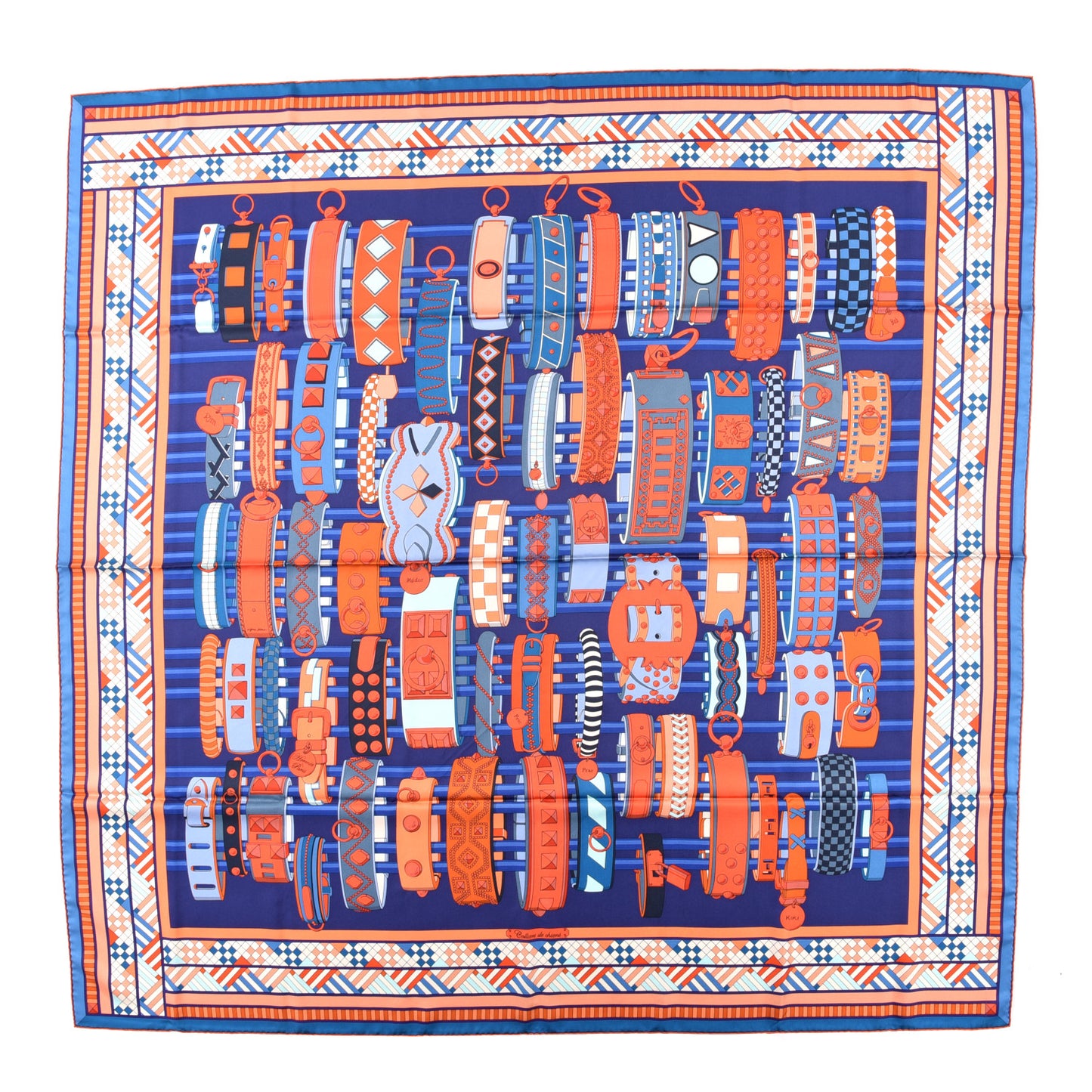 Silk Colliers de Chiens Giant Scarf 140 Indigo Orange Cobalt