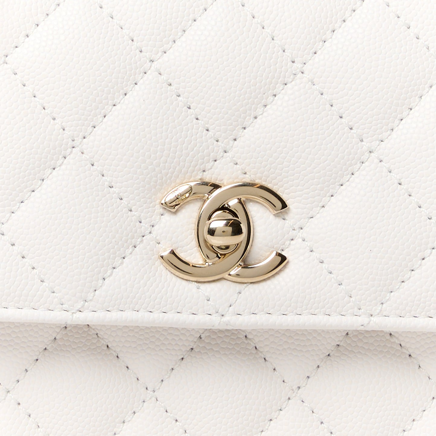 Caviar Quilted Mini Coco Handle Flap White