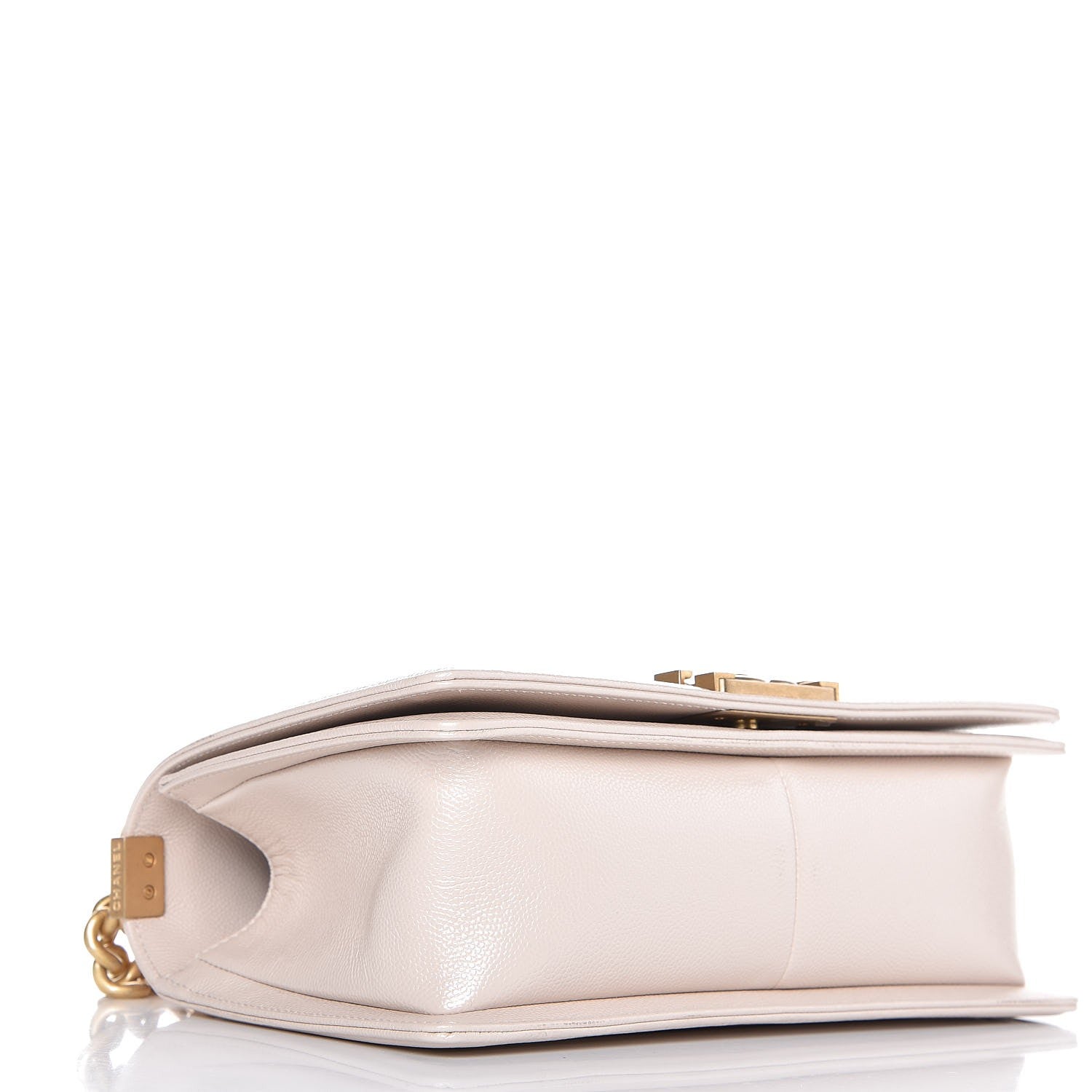 Chanel Caviar Chevron Quilted Medium Boy Flap Light Beige 4 of 7