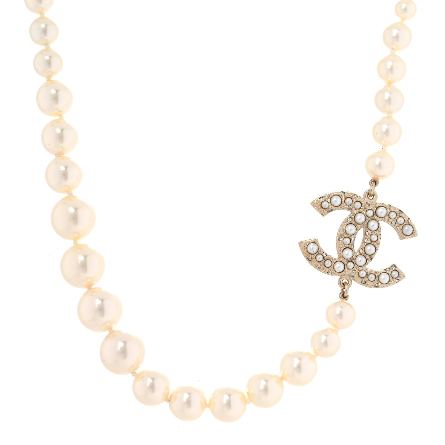 Chanel Pearl CC 100th Anniversary Necklace Light Gold 1 of 6