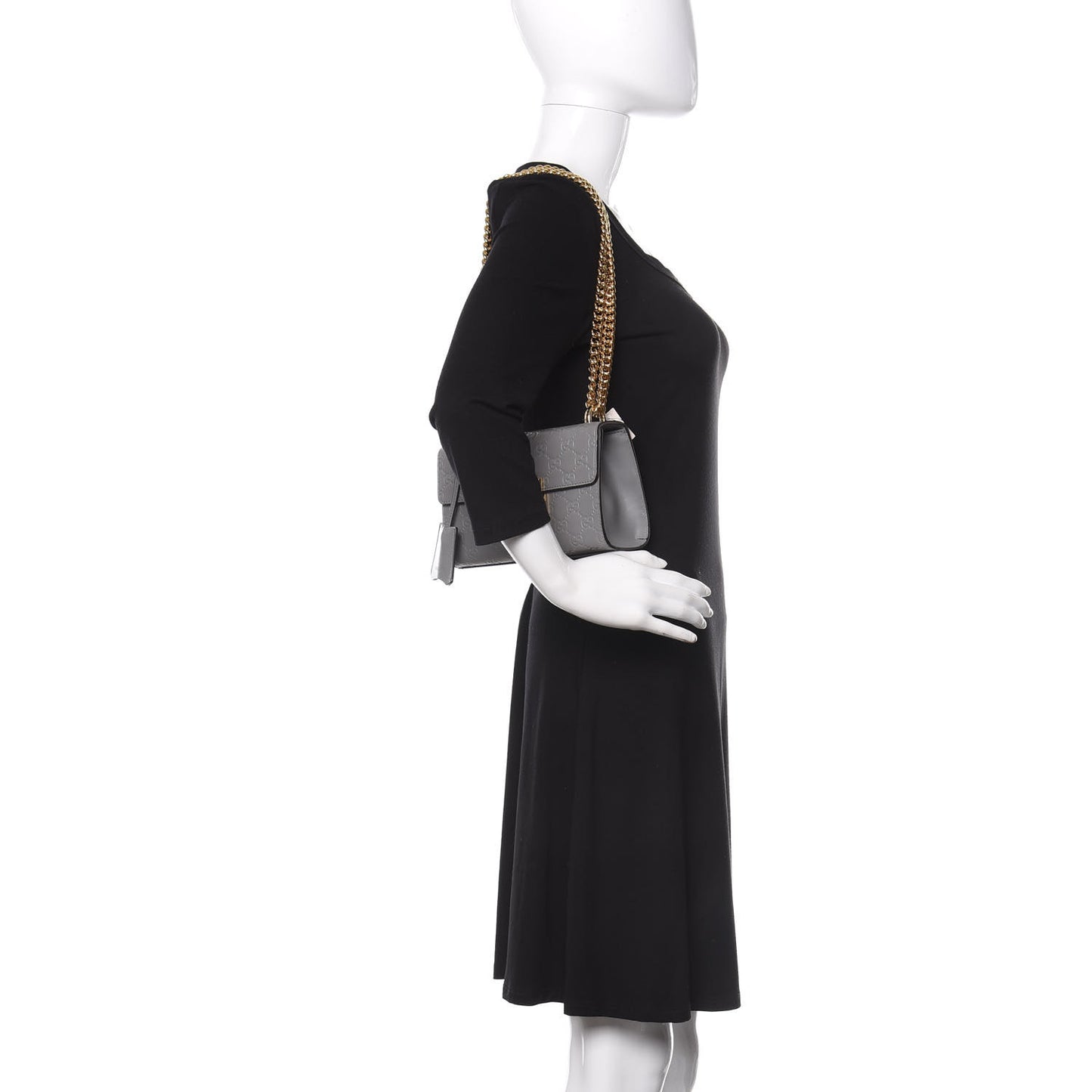 Guccissima Small Padlock Shoulder Bag Grey