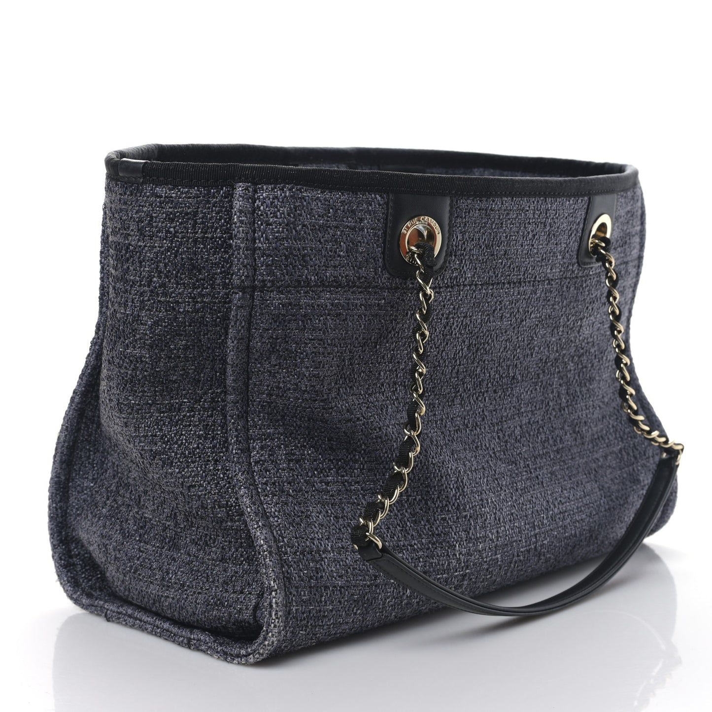 Mixed Fibers Calfskin Small Deauville Tote Blue