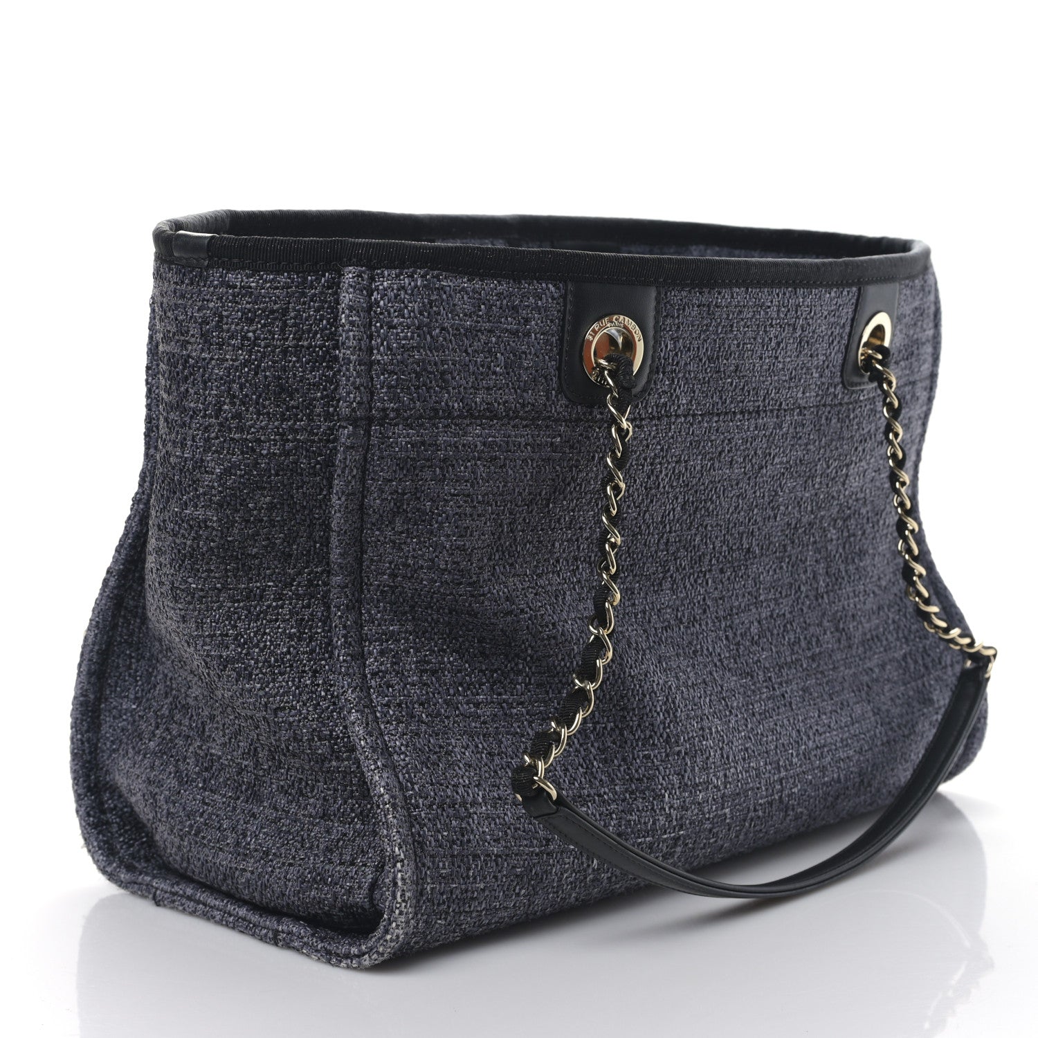 Chanel Mixed Fibers Calfskin Small Deauville Tote Blue 5 of 17