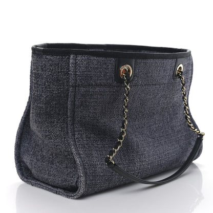 Chanel Mixed Fibers Calfskin Small Deauville Tote Blue 5 of 17