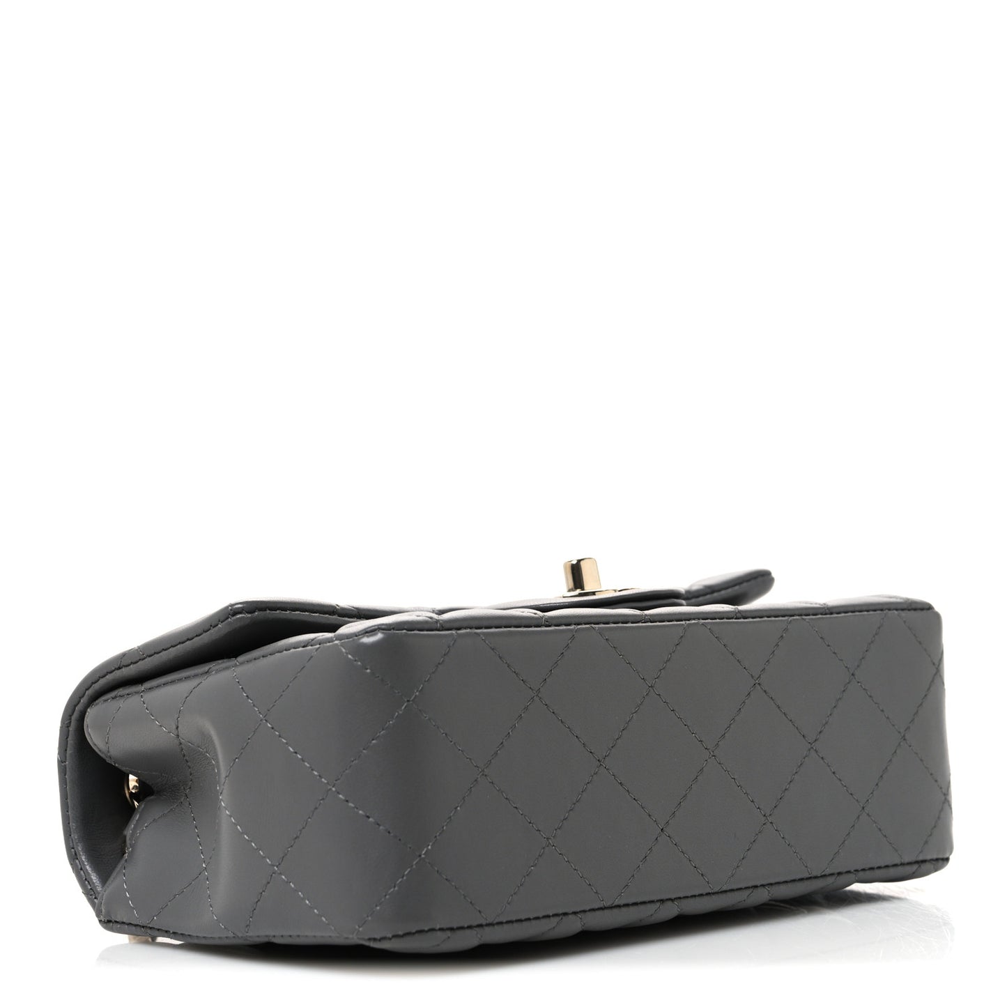 Lambskin Quilted Mini Rectangular Flap Grey