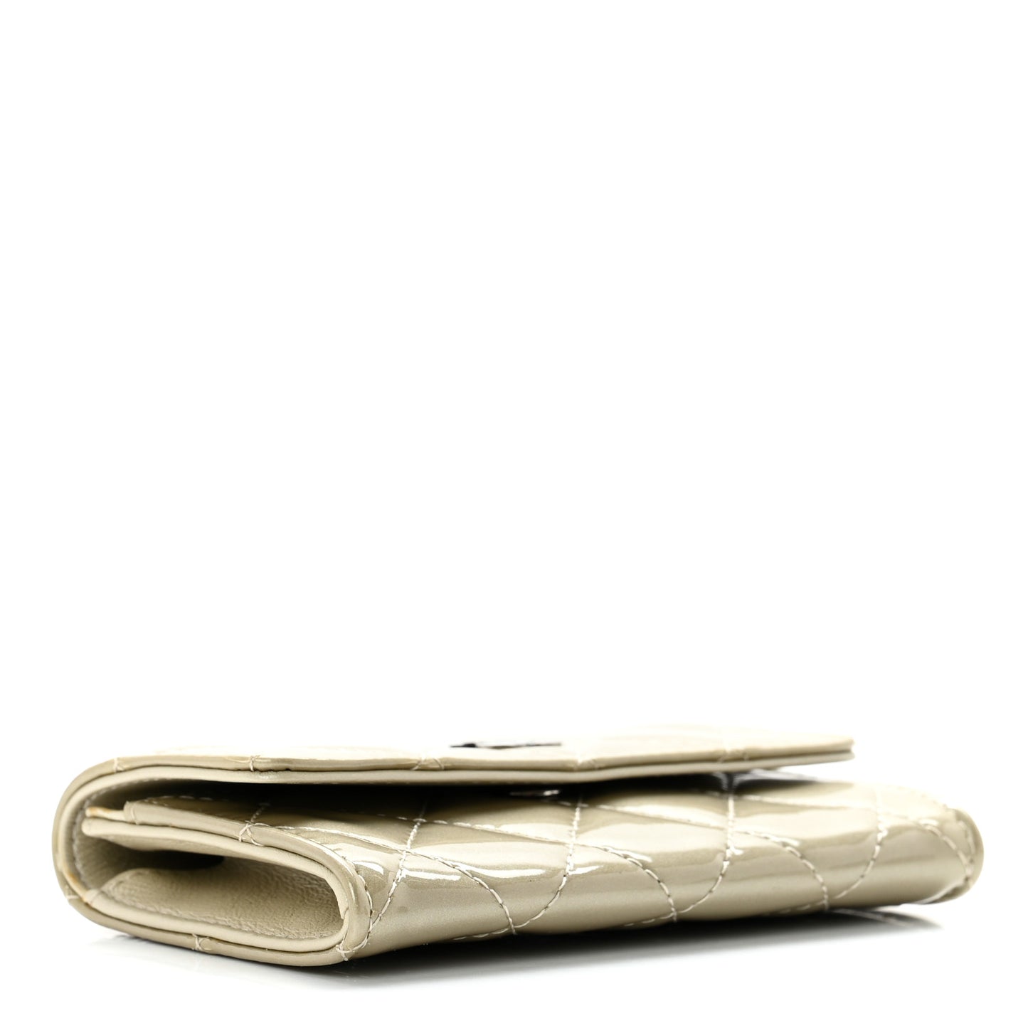 Patent Quilted Card Holder Light Gold