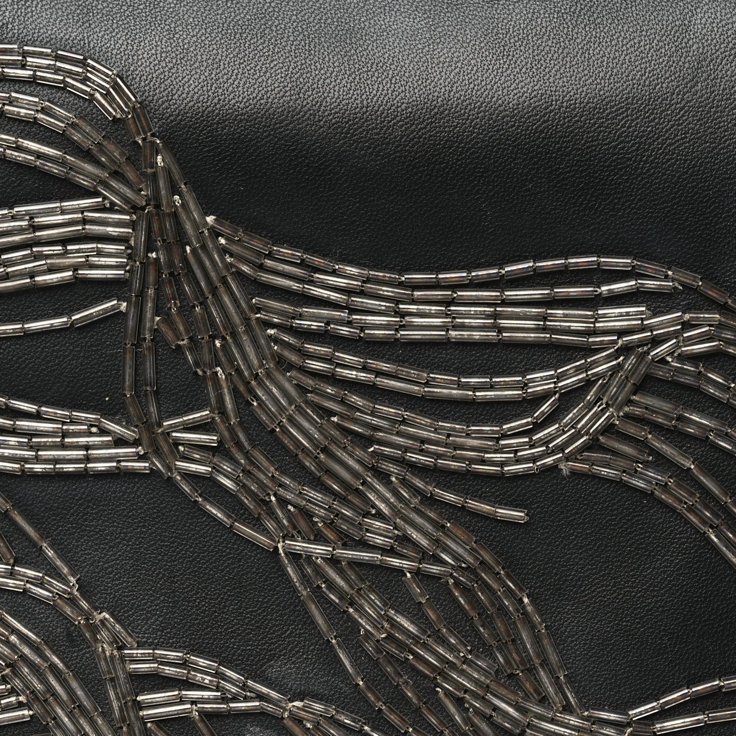 Calfskin Embellished Knuckle Flat Clutch Clutch Black