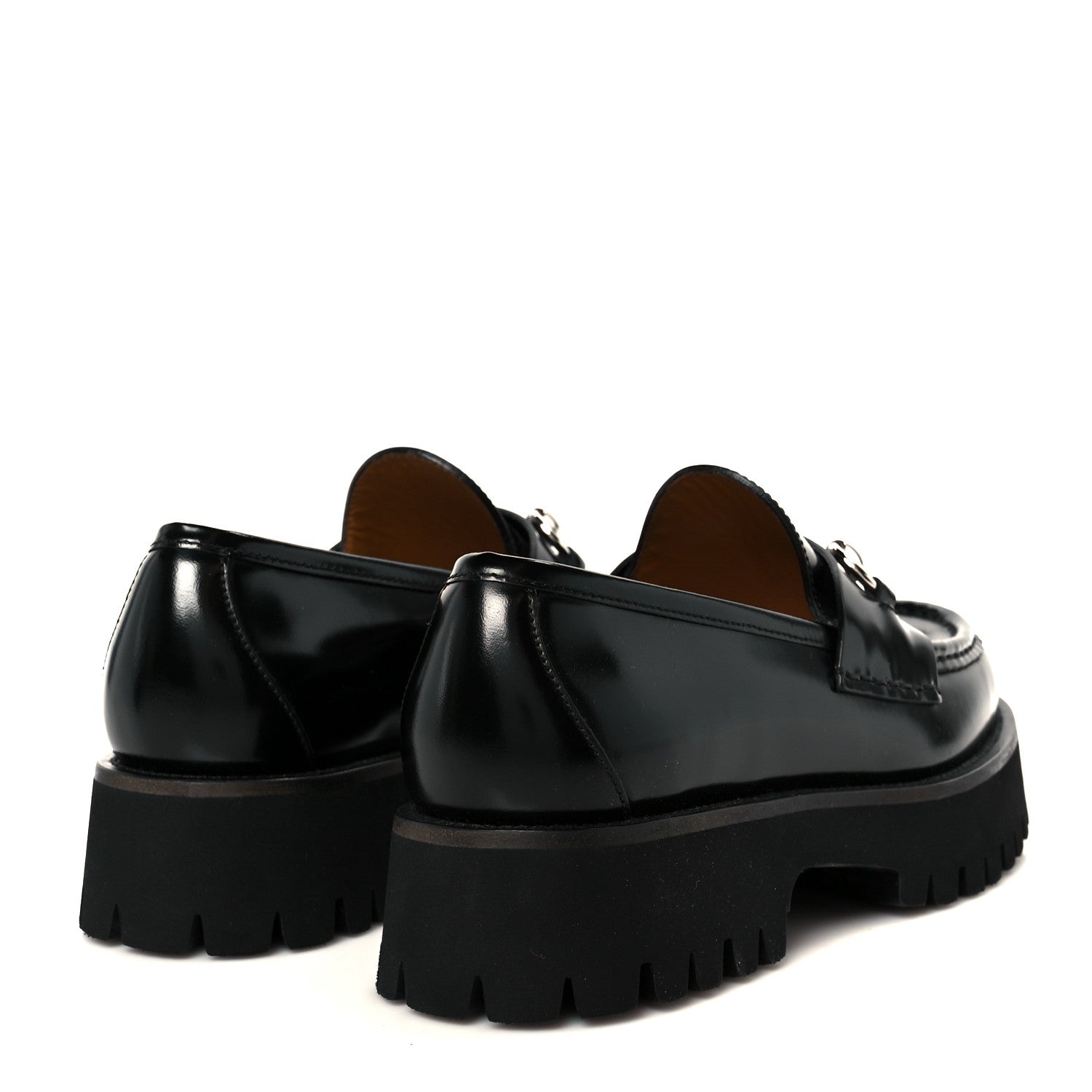 Gucci Cordovan Lux Womens Horsebit 45mm Platform Loafers 38 Black 5 of 10