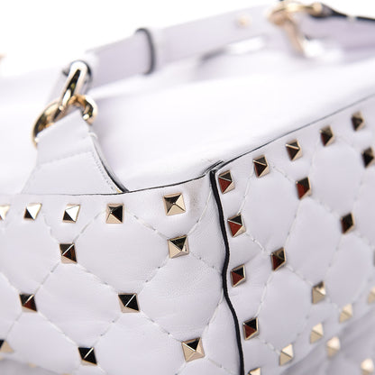 Valentino Garavani Lambskin VLTN Print Quilted Mini Rockstud Spike Backpack White 11 of 11