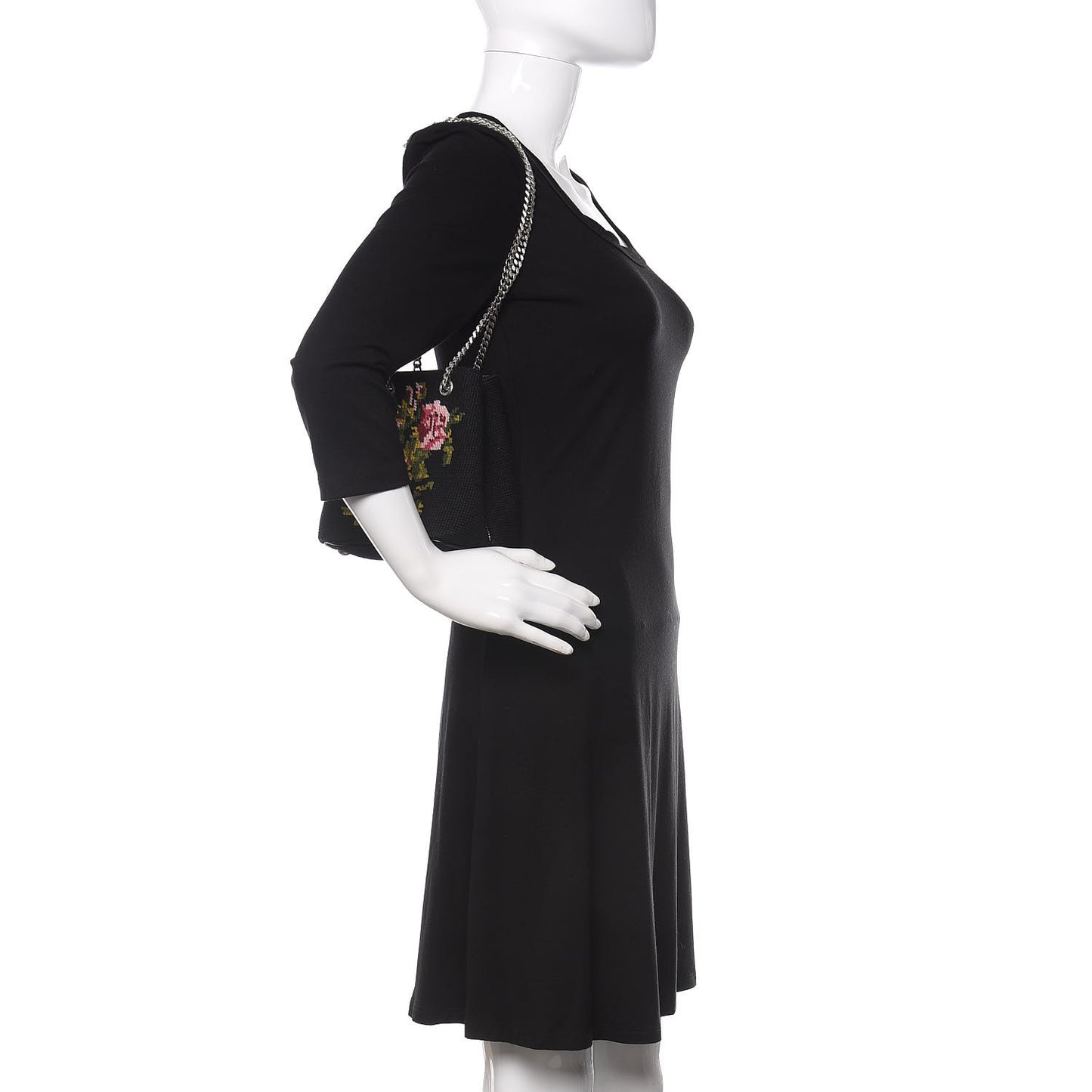Woven Wool Embroidered Baby Emmanuelle Bucket Bag Black