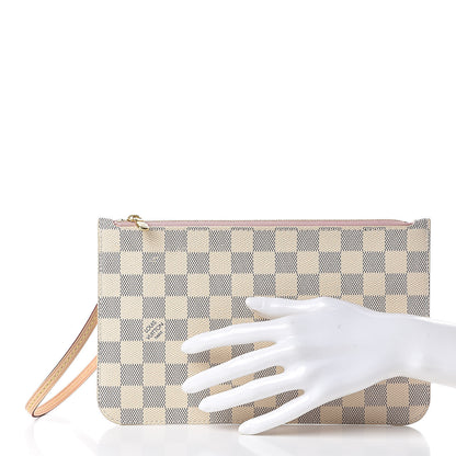 Louis Vuitton Damier Azur Neverfull MM GM Pochette Rose Ballerine 2 of 7