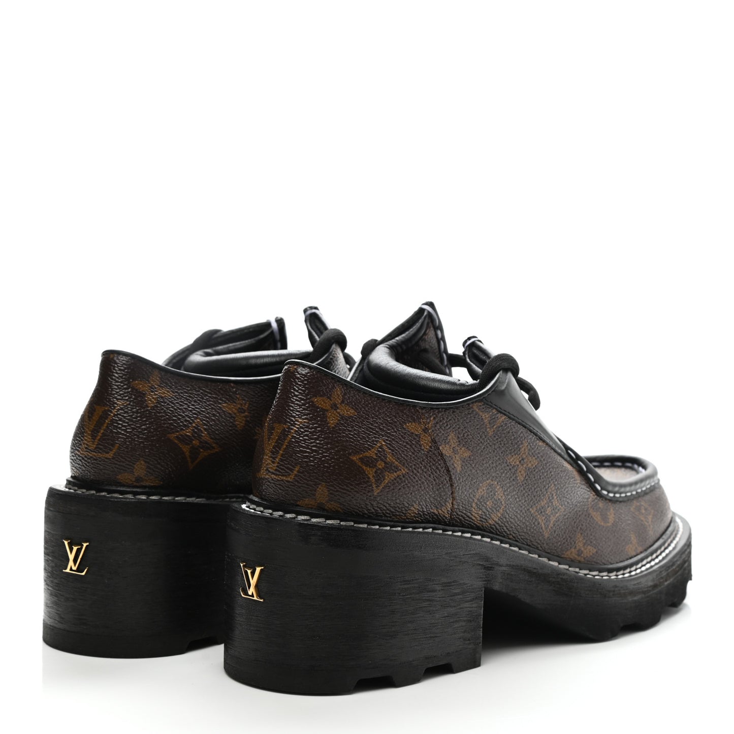 Monogram Calfskin Beaubourg Platform Derby Shoes 40 Brown