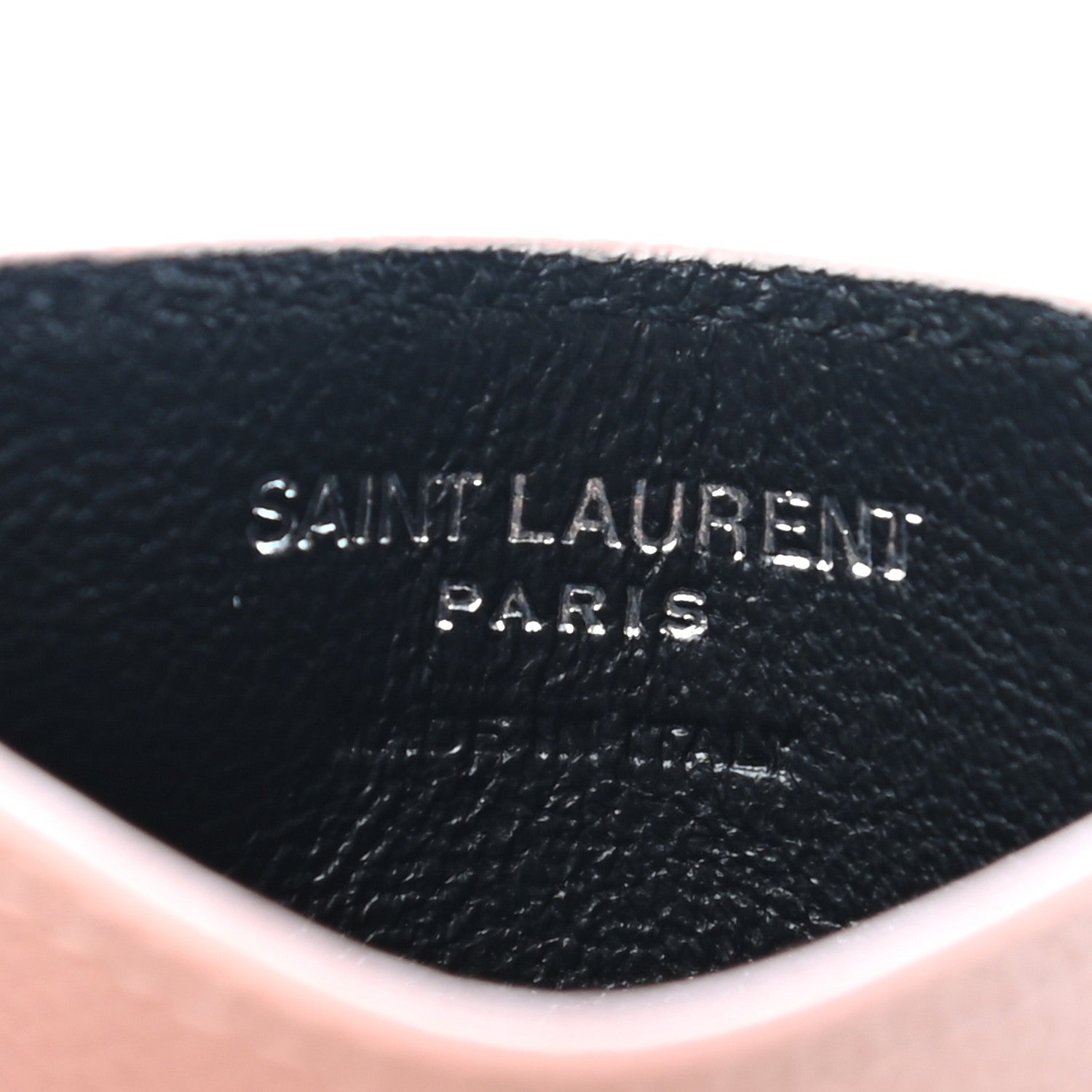 Saint Laurent Grain De Poudre Matelasse Chevron Monogram Credit Card Case Pale Pink 6 of 7