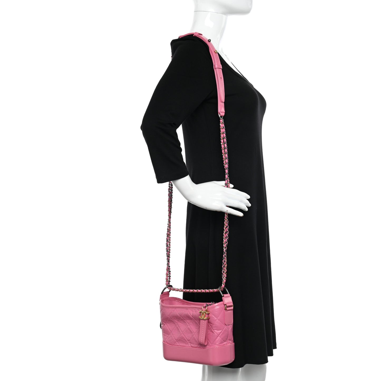 Aged Calfskin Quilted Small Gabrielle Hobo Rose