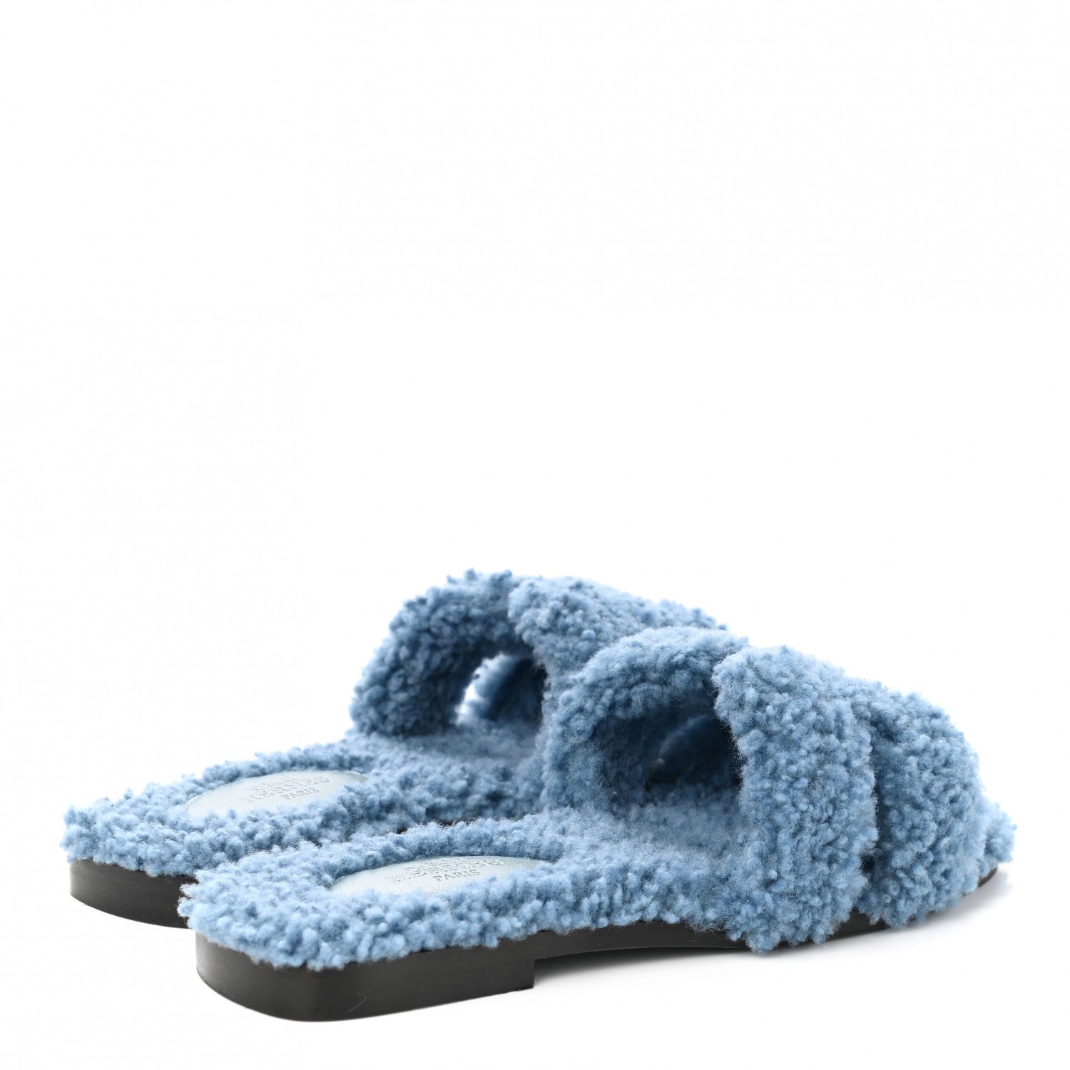 Hermes Woolskin Oran Sandals 36 Bleu 4 of 8