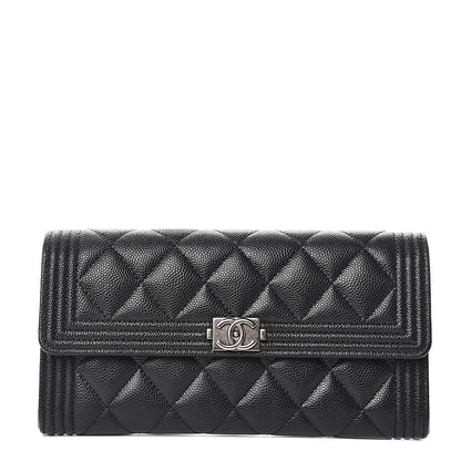 Chanel Caviar Quilted Boy Flap Wallet Black 1 of 8