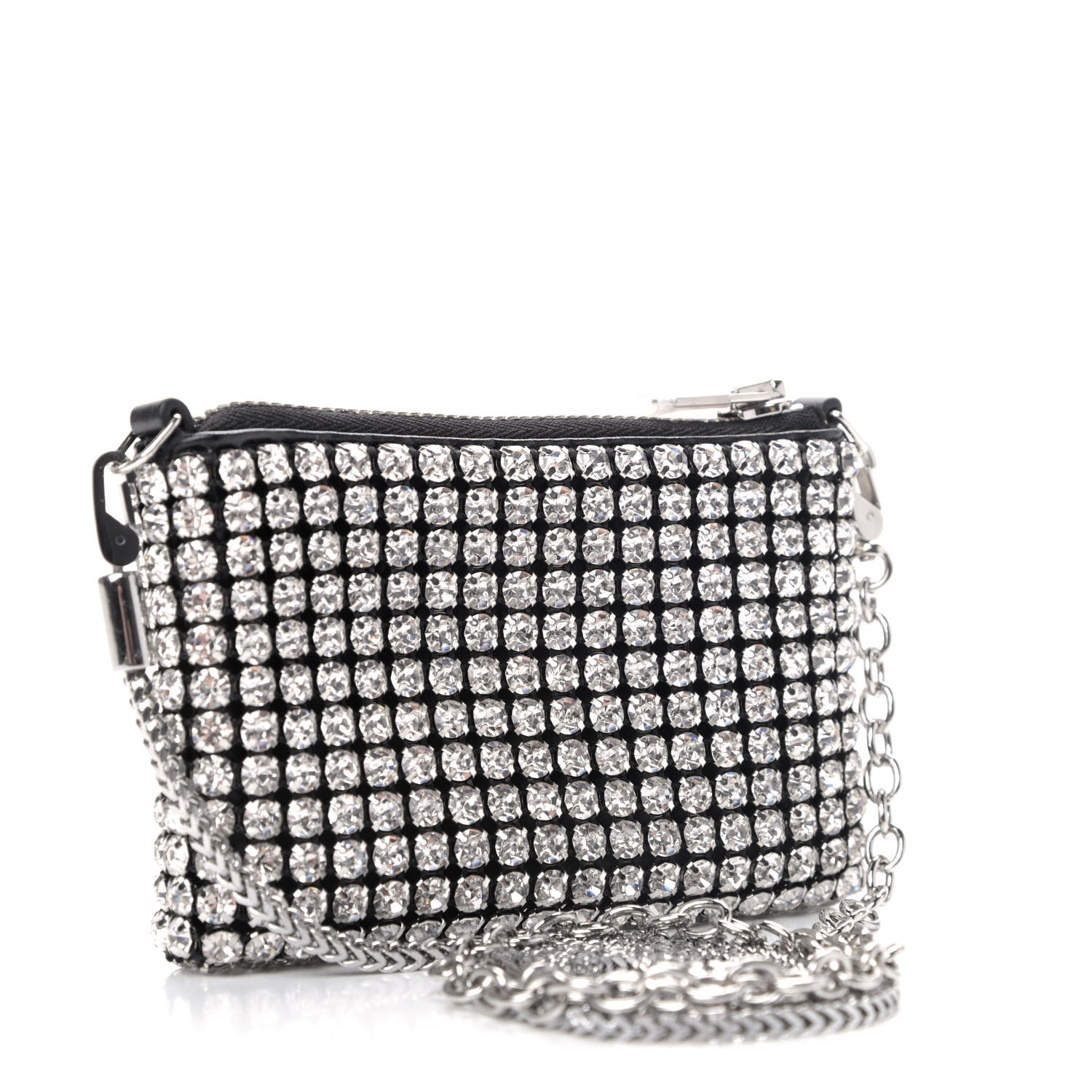 Alexander Wang Mesh Crystal Rhinestone Nano Heiress Shoulder Bag Black Silver 2 of 4