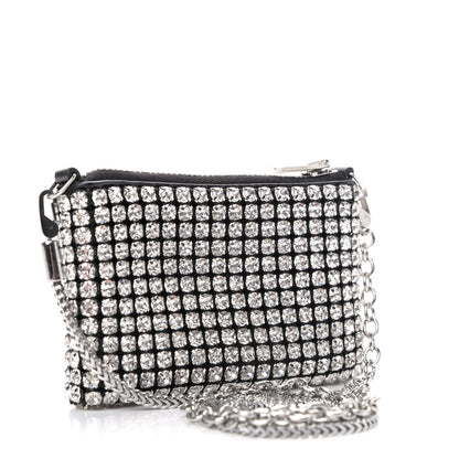 Alexander Wang Mesh Crystal Rhinestone Nano Heiress Shoulder Bag Black Silver 2 of 4