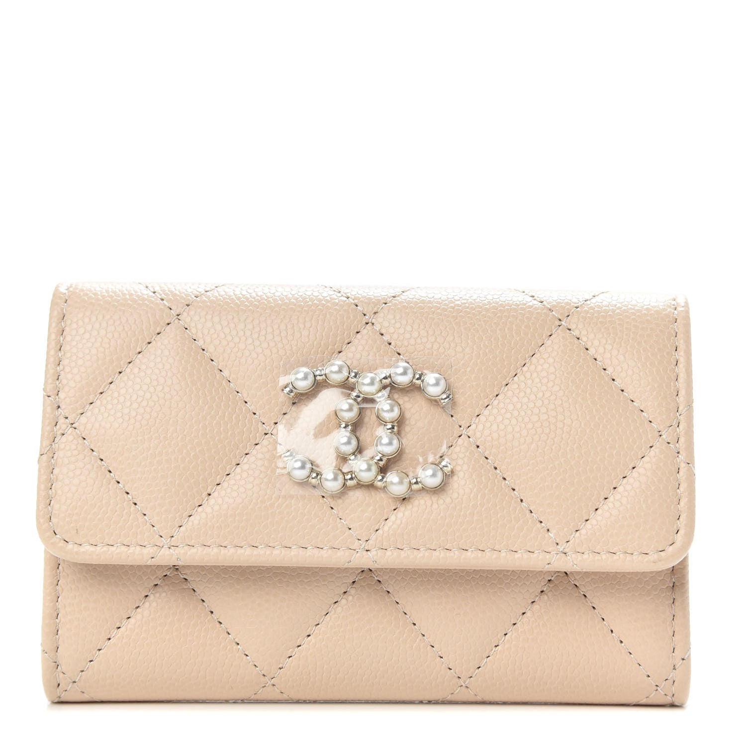 Chanel Caviar Pearl Quilted Coco Candy Flap Card Holder Beige 1 of 9