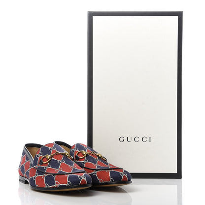 Gucci Mini GG Rhombus Chain Horsebit Mens Jordaan Loafers 6.5 Royal Bleuett Red 9 of 9