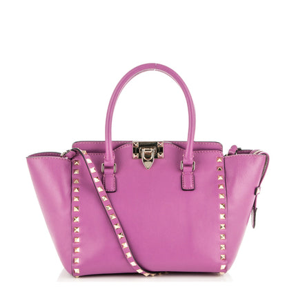 Valentino Garavani Vitello Small Rockstud Double Handle Tote Purple Violet 1 of 6