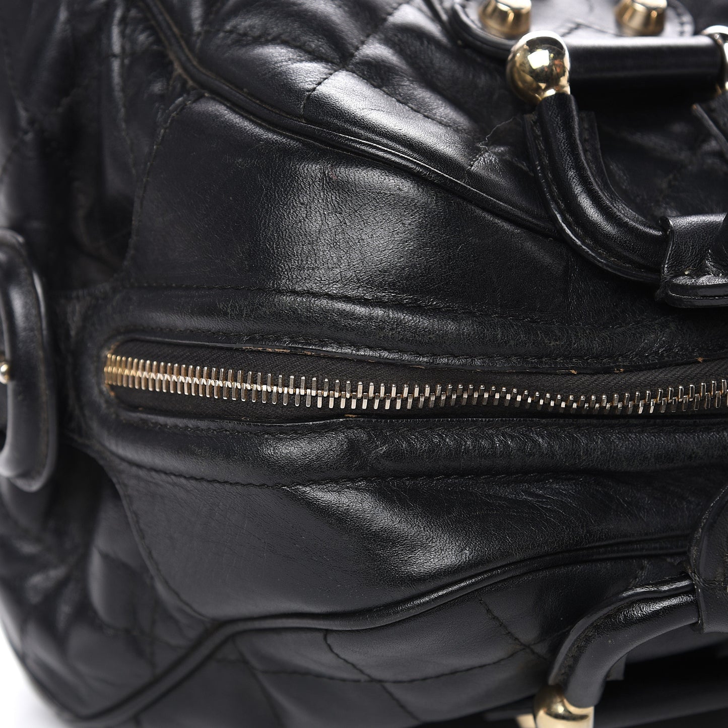 Calfskin Quilted Manor Satchel Black