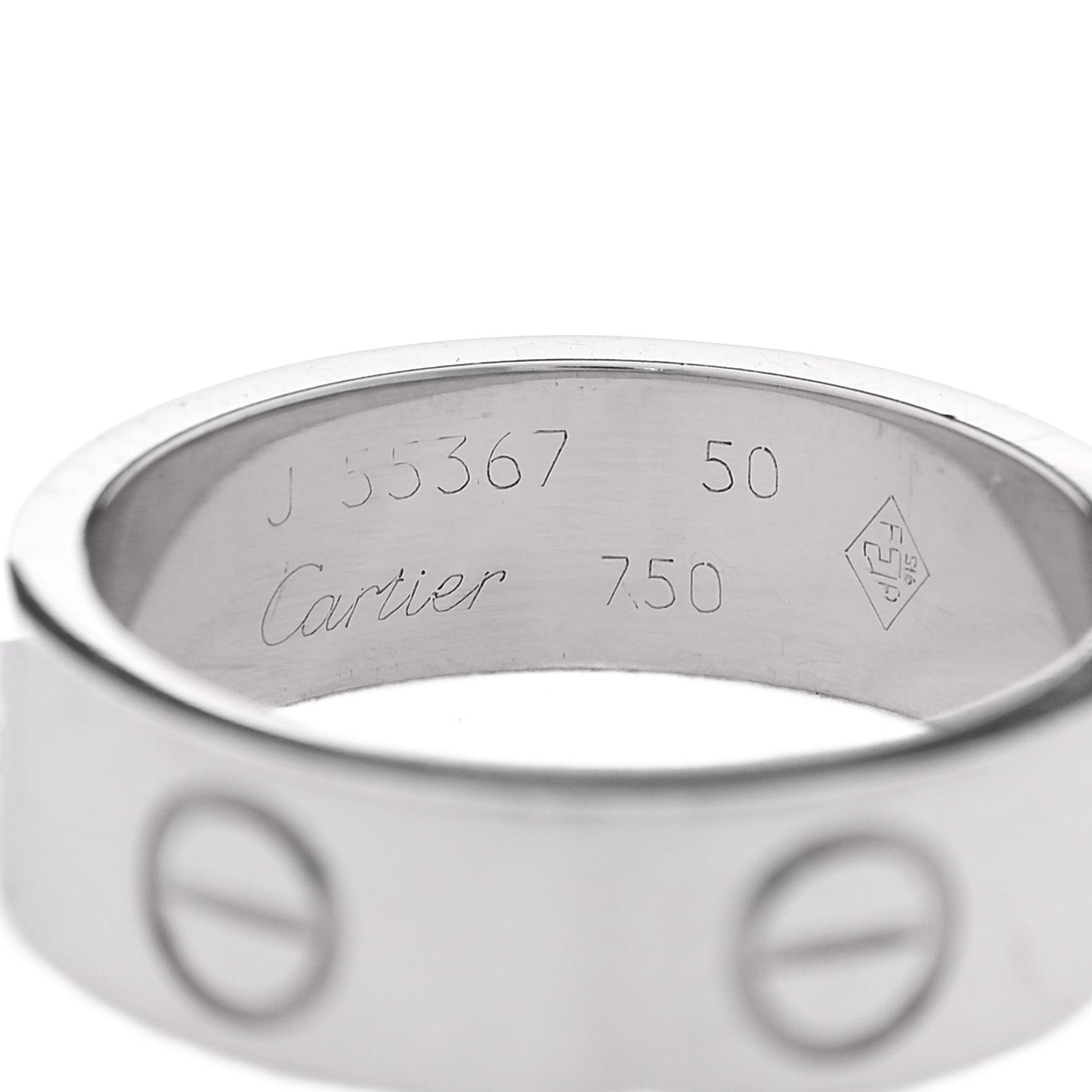 18K White Gold 5.5mm LOVE Ring 50 5.25