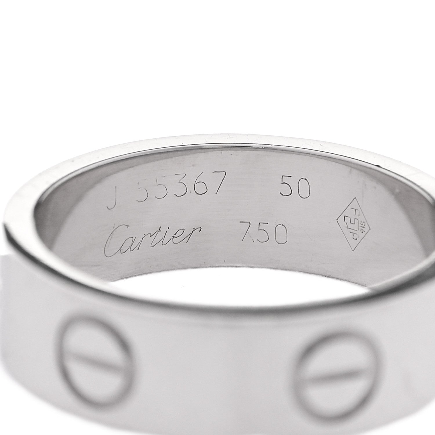 Cartier 18K White Gold 5.5mm LOVE Ring 50 5.25 4 of 5