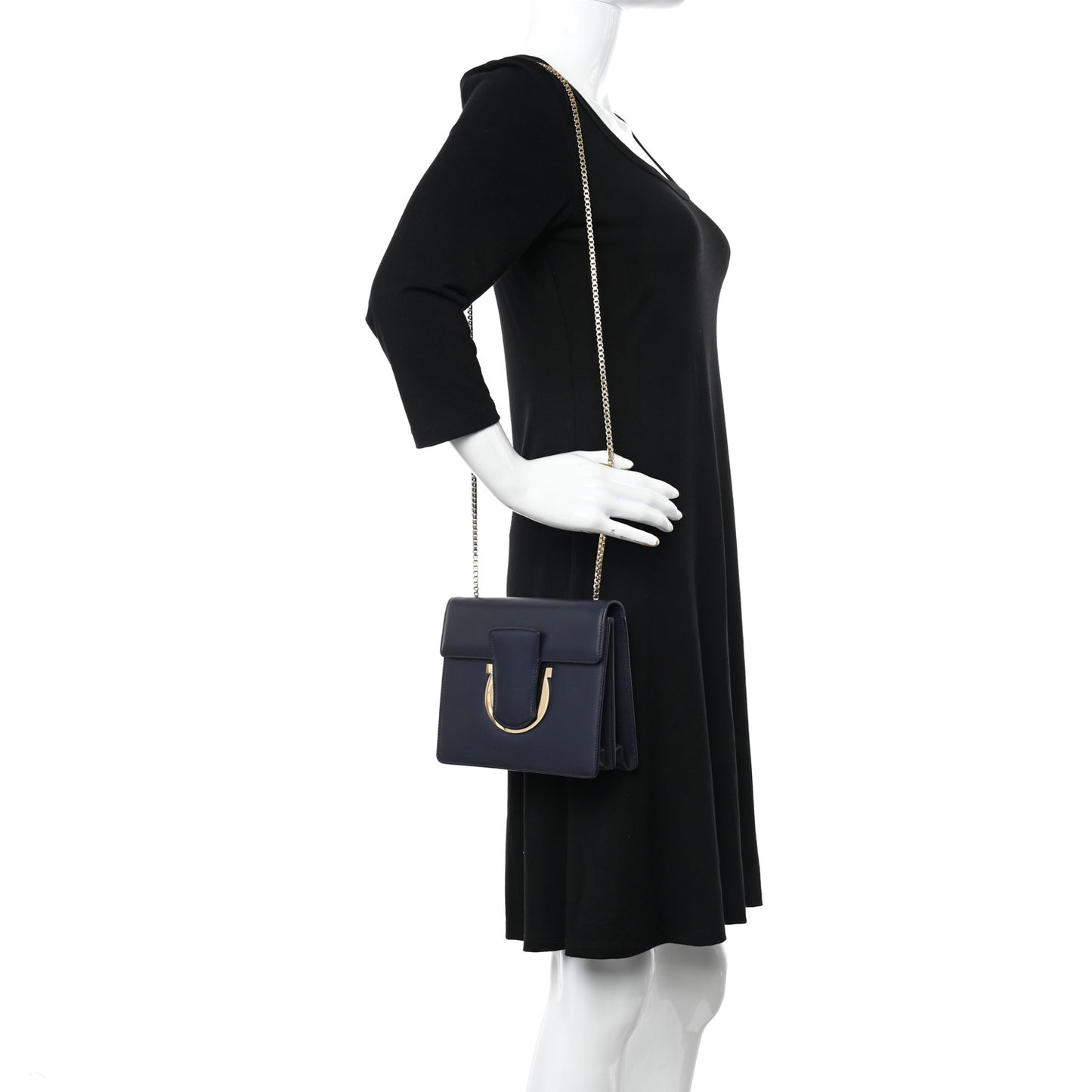 Calfskin Thalia Flap Shoulder Bag Black