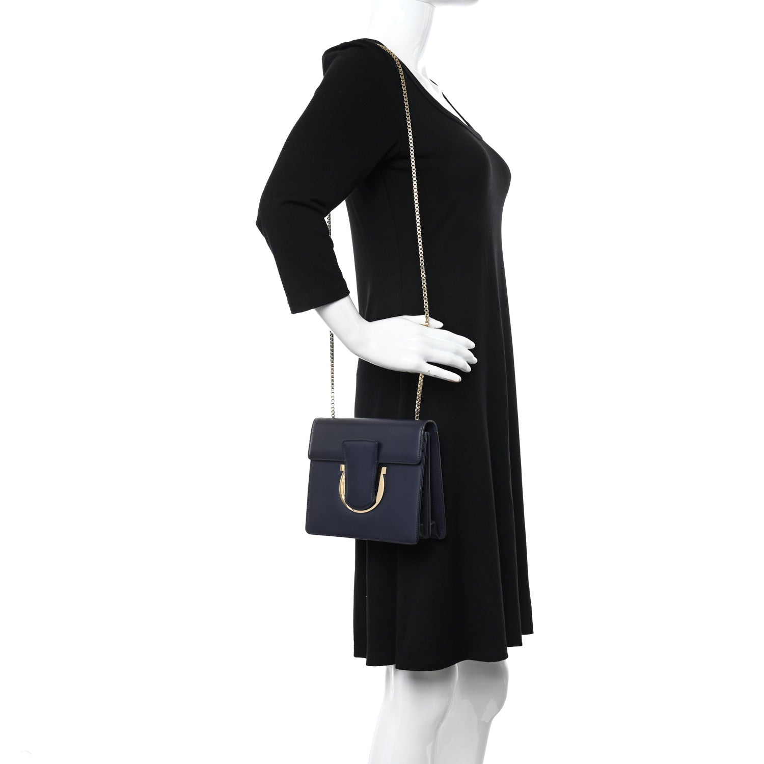 Salvatore Ferragamo Calfskin Thalia Flap Shoulder Bag Black 2 of 15