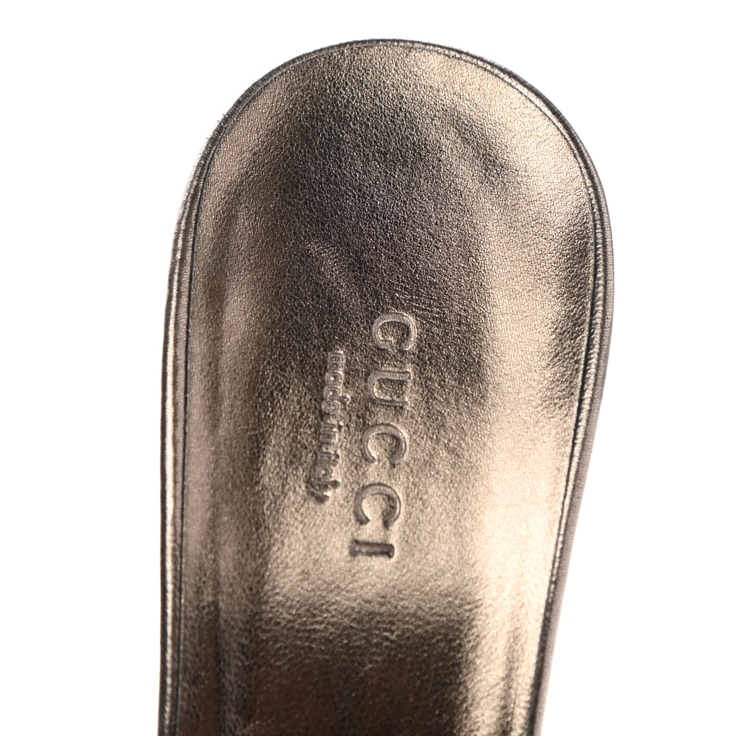 Metallic Nappa Bamboo Mid Heel Slide Sandals 36.5 Bronze