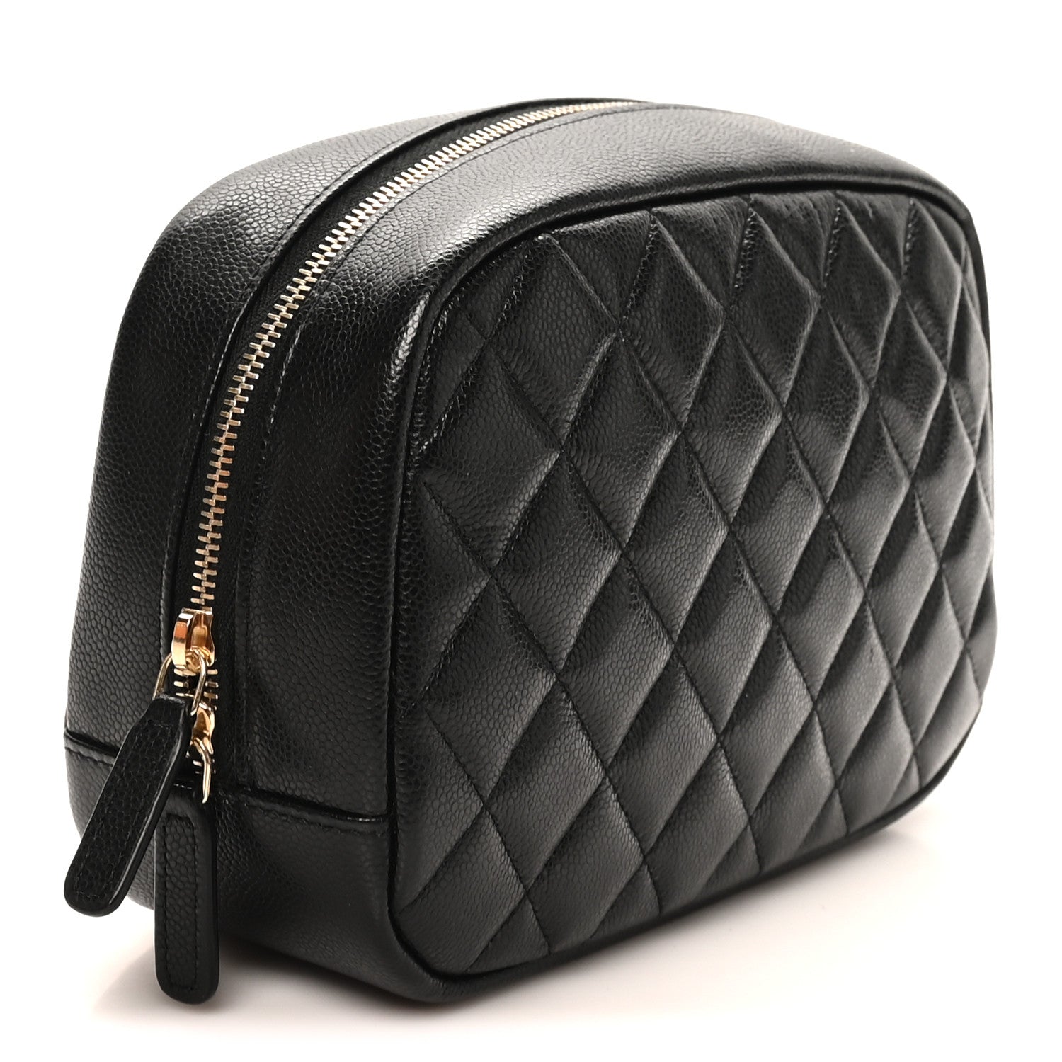 Chanel Caviar Quilted Medium Curvy Pouch Cosmetic Case Black 3 of 9