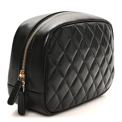 Chanel Caviar Quilted Medium Curvy Pouch Cosmetic Case Black 3 of 9