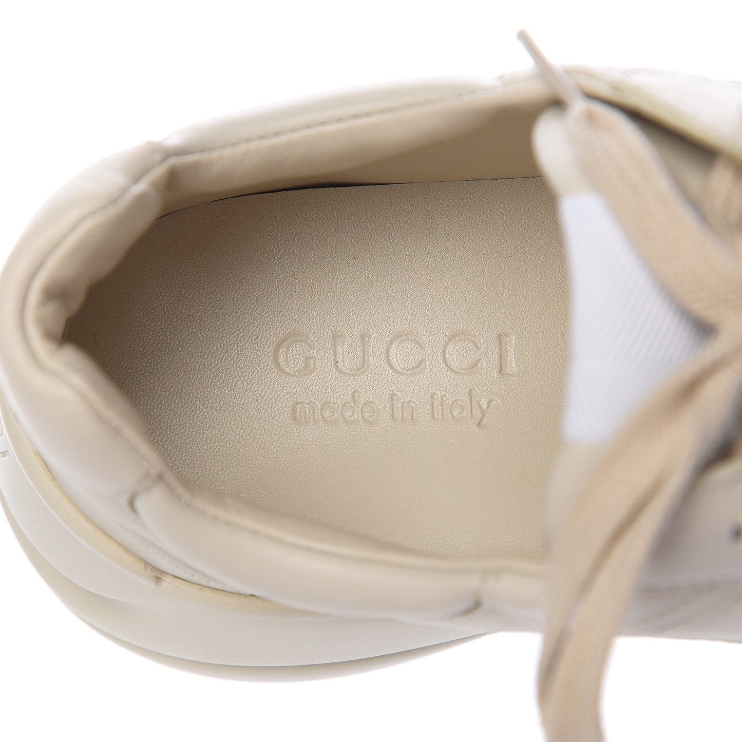 Calfskin Web Printed Mens Rhyton Sneakers 6.5 Mystic White