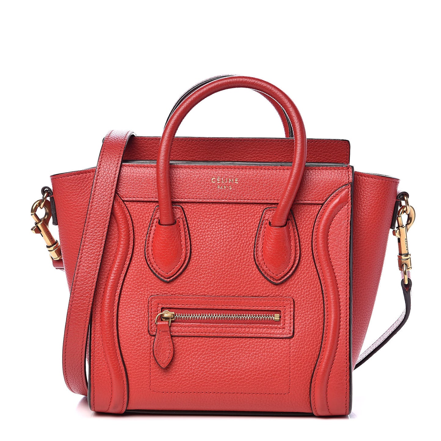 Drummed Calfskin Nano Luggage Coquelicot