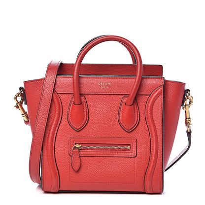 Celine Drummed Calfskin Nano Luggage Coquelicot 1 of 13