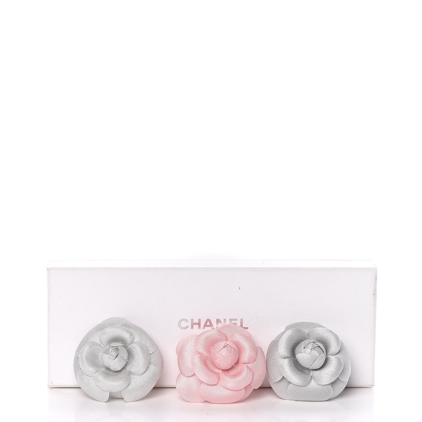 Camellia Brooch Pin Set Grey Pink