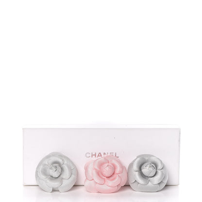 Chanel Camellia Brooch Pin Set Grey Pink 5 of 5