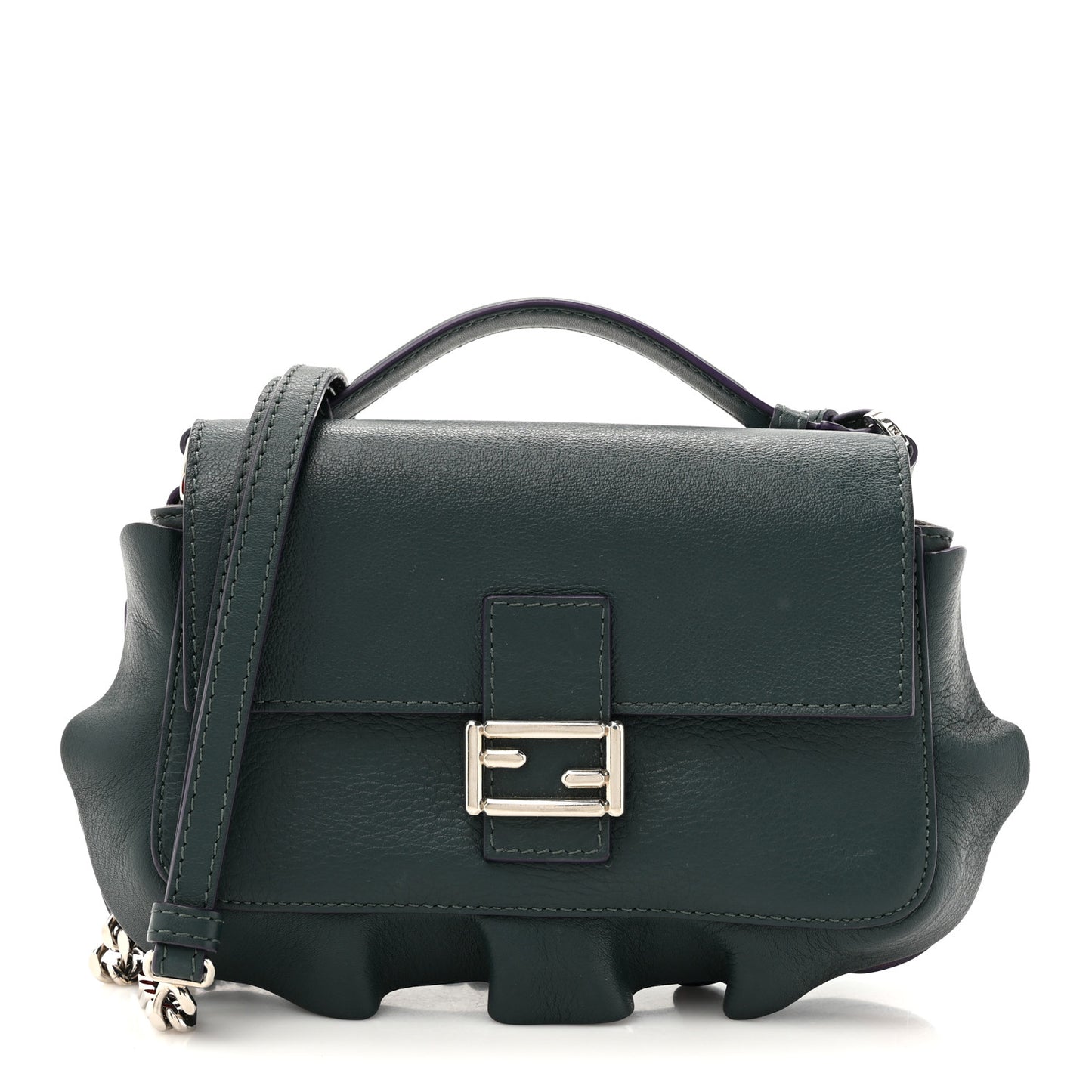 Vitello Dolce Waves Tri-Color Micro Double Baguette Verde Inglese Papavero Laguna